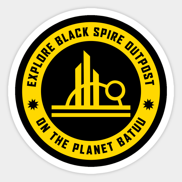 Black Spire Outpost Shirt Sticker by amy1142